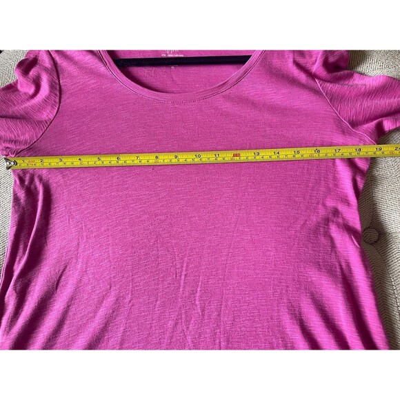 J. Jill Womens XS 100% Pima Cotton Dipped-Hem Tunic Pink Short Sleeve Top Casual - Picture 4 of 6